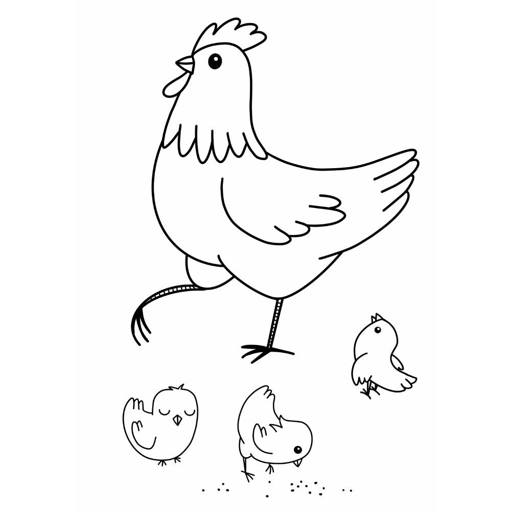 Ausmalbilder für Kinder - Huhn