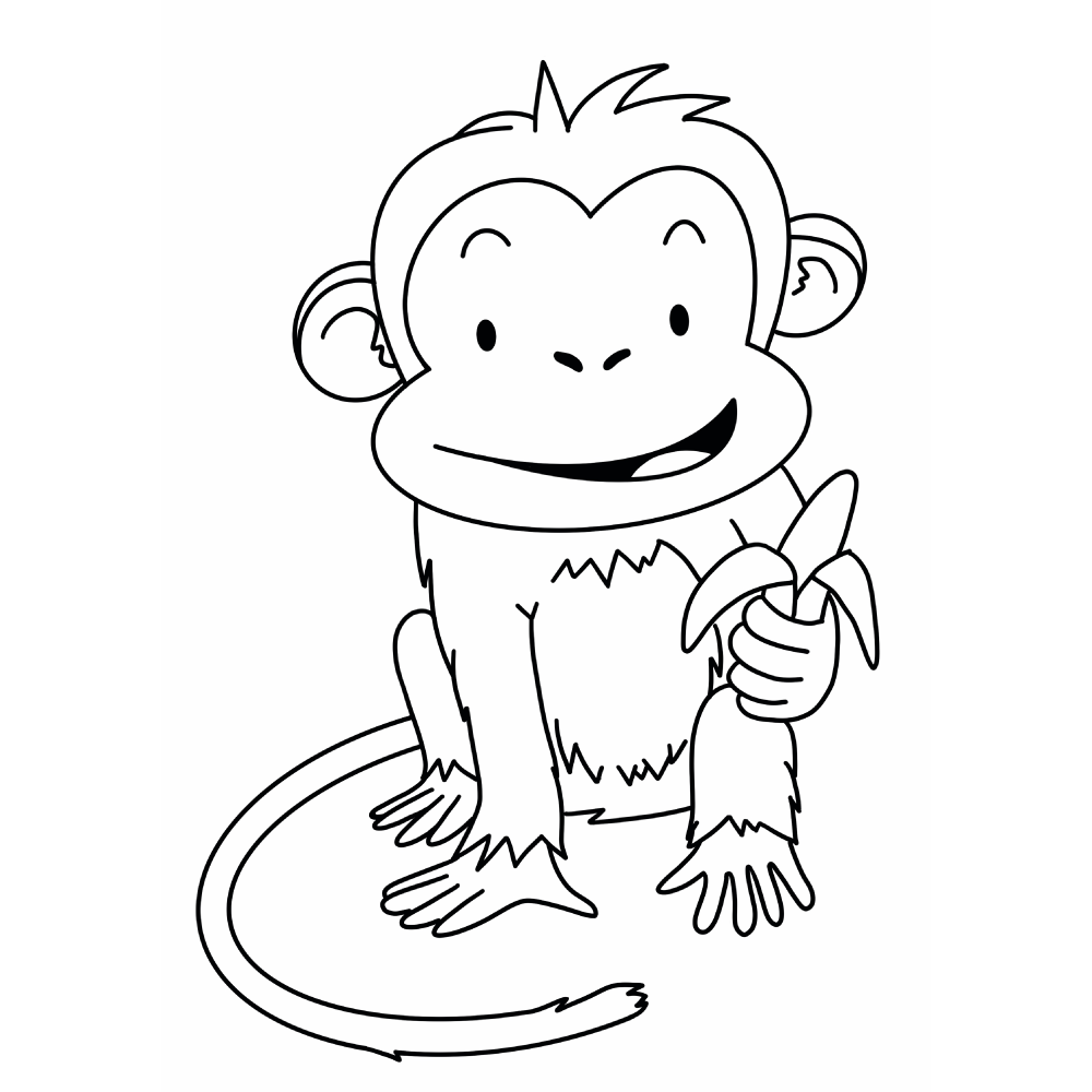 Ausmalbilder für Kinder - Affe